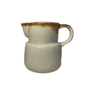 Vtg McCoy Drip Glaze Stoneware Speckled Cream & Brown Milk Pitcher 6" Farmhouse